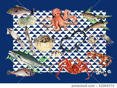 海鮮套裝，海軍藍色鱗片 32069374