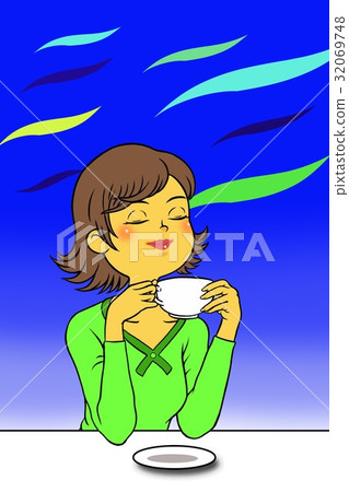 A woman relaxing at a cafe A woman relaxing at a cafe 32069748