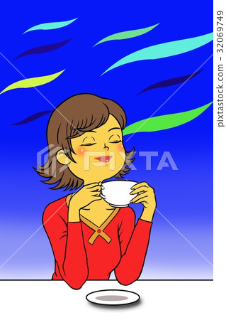 A woman relaxing at a cafe A woman relaxing at a cafe 32069749