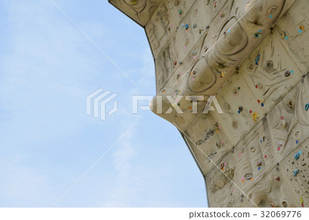 Climbing wall and blue sky 32069776