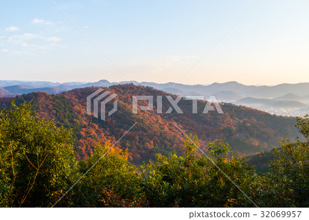 栃木縣足利市晨光風景（從兩座懸崖山）拍攝於2016年12月 32069957