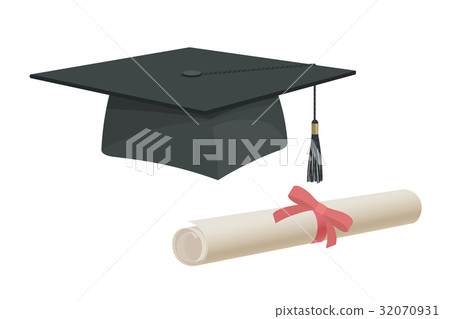 Graduation cap hat and certificate university Graduation cap hat and certificate university 32070931