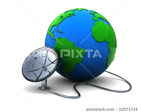 earth globe and satellite antenna earth globe and satellite antenna 32071534