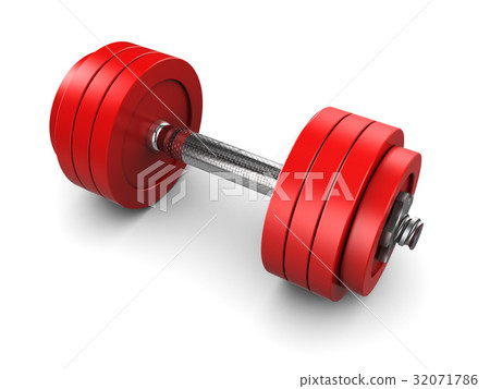 red dumbbell red dumbbell 32071786