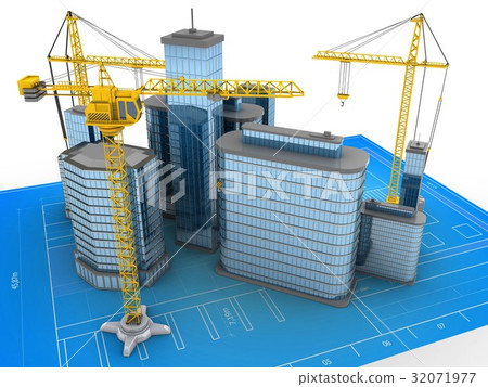 city over blueprint background with cranes city over blueprint background with cranes 32071977