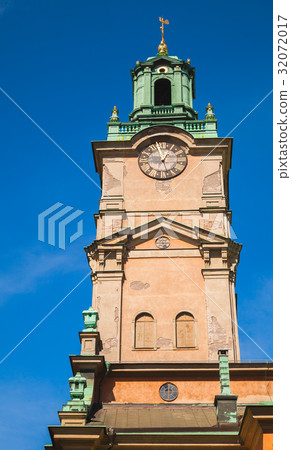 Storkyrkan, close-up photo of its tower. Stockholm Storkyrkan, close-up photo of its tower. Stockholm 32072017