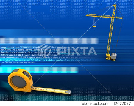 crane over digital background with ruler 32072057
