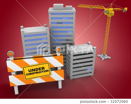 city over red background with crane city over red background with crane 32072060