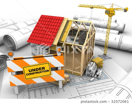 house structure with crane house structure with crane 32072061