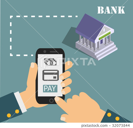 mobile payment credit card, hand holding phone 32073844