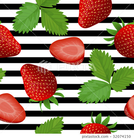 Strawberry seamless pattern. Ripe Strawberries on 32074150