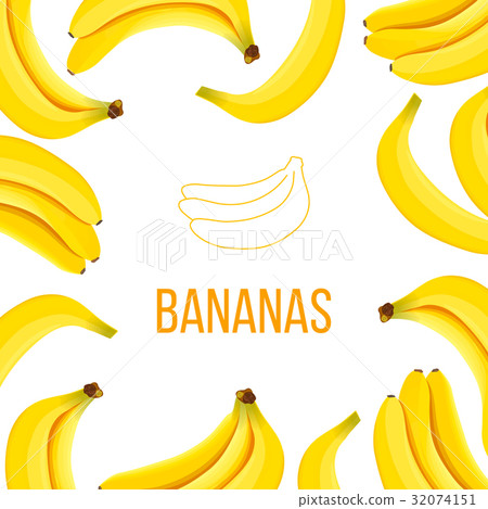 Banana framed Vector card. empty center boarded Banana framed Vector card. empty center boarded 32074151