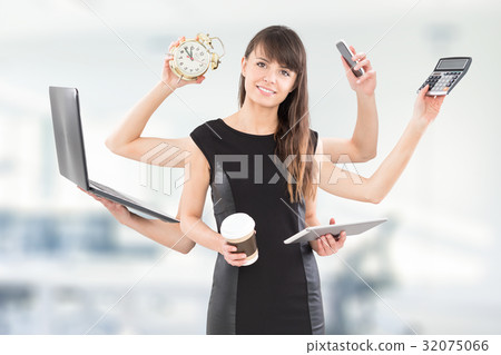 Multitask business woman with many hands. Multitask business woman with many hands. 32075066