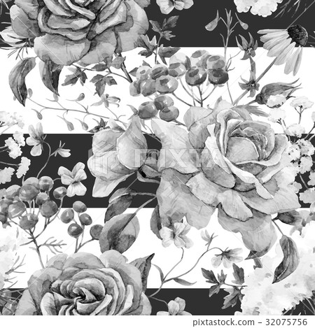 Watercolor rose seamless vector pattern - Stock Illustration [32075756 ...