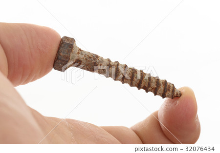 Rusted old screw isolated Rusted old screw isolated 32076434