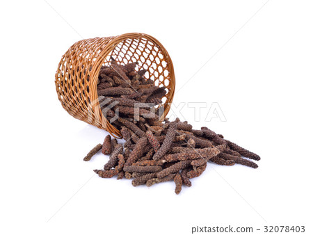 dry long pepper on white background 32078403