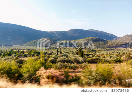 Beautiful green forest mountains at sunset Beautiful green forest mountains at sunset 32078486