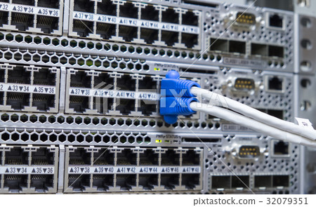 Lan utp cable plug in network switch 32079351