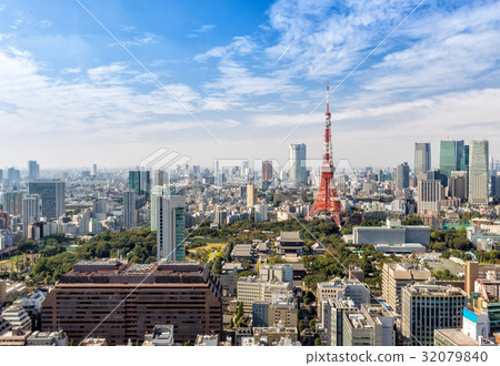 View of tokyo city skyline in clear sky day View of tokyo city skyline in clear sky day 32079840