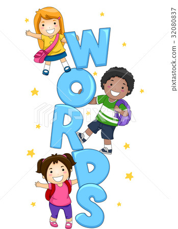 图库插图 words lettering kids