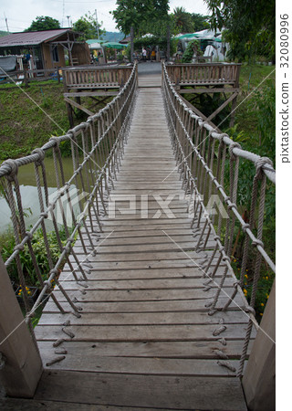 Rope suspension wooden bridge Rope suspension wooden bridge 32080996