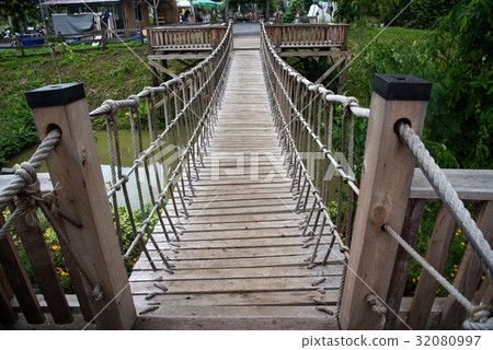 Rope suspension wooden bridge Rope suspension wooden bridge 32080997
