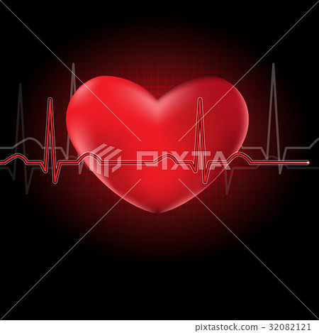 heart and cardiograph - Stock Illustration [32082121] - PIXTA