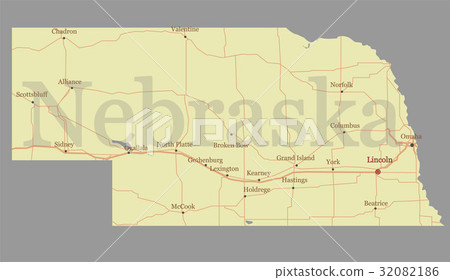 Nebraska vector State Map with Community 32082186