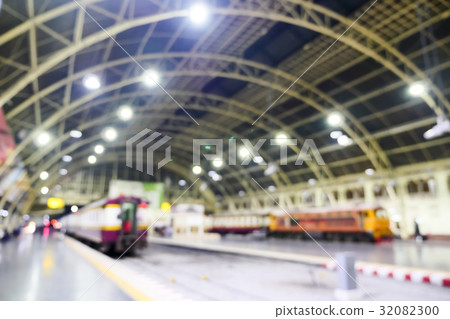 Blurred image of train station in Bangkok,Thailand 32082300
