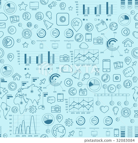 Social Media Blue Seamless Pattern - Stock Illustration [32083084] - PIXTA