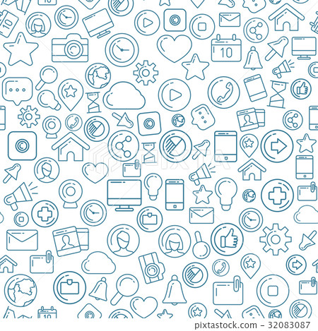 Social Media Blue Seamless Pattern - Stock Illustration [32083087] - PIXTA