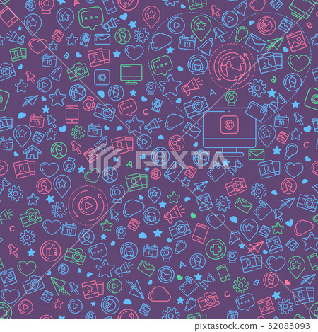 Social Media Colorful Seamless Pattern - Stock Illustration [32083093 ...