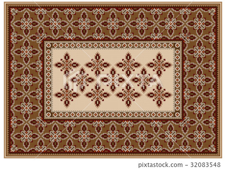 Carpet with ornament in brown and beige shades Carpet with ornament in brown and beige shades 32083548