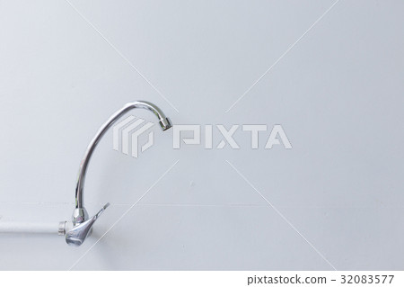 faucet stainless steel on white mortar wall faucet stainless steel on white mortar wall 32083577
