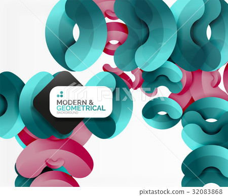 Abstract color geometric round shapes on white 32083868