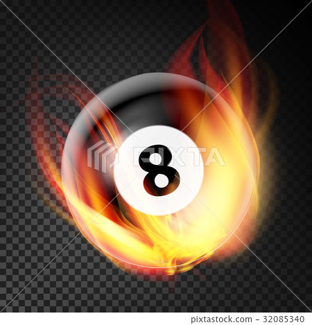 Billiard Ball In Fire Vector Realistic. Burning - Stock Illustration ...