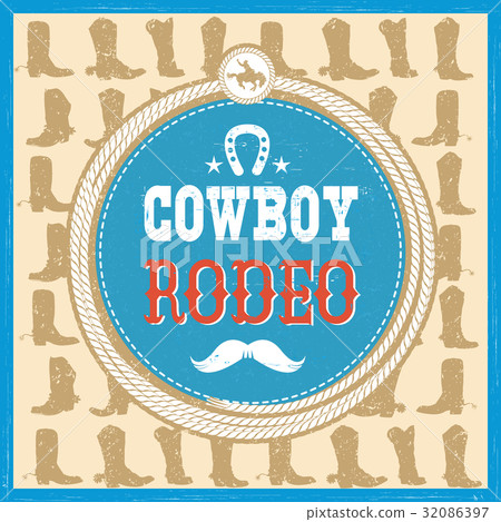 Wild West card with cowboy boots decoration 32086397