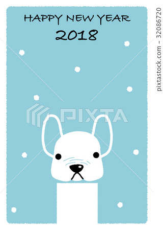 新年卡2018年與雪的狗 新年卡2018年與雪的狗 32086720