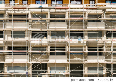 scaffolding on building facade construction site scaffolding on building facade construction site 32088016
