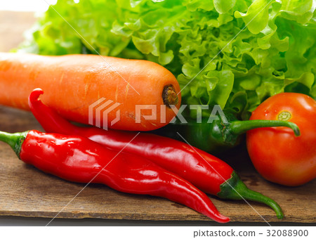 Fresh vegetables isolated on blackground. 32088900