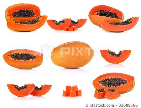 ripe papaya isolated on a white background 32089560