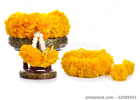 flower garlands in thai style. Thailand. flower garlands in thai style. Thailand. 32089581