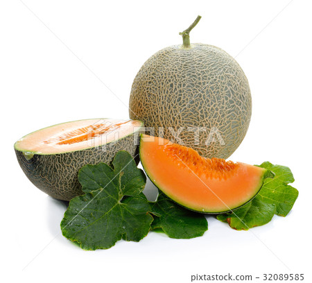 Ripe cantaloupe melon on white background Ripe cantaloupe melon on white background 32089585