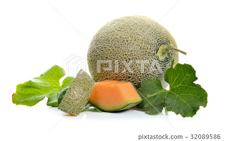 Ripe cantaloupe melon on white background 32089586
