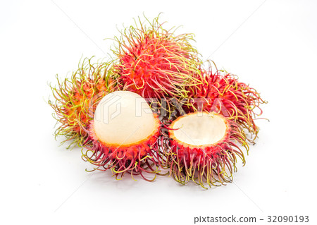 fresh rambutan fruits in a white background 32090193