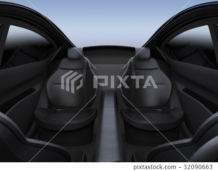 Image of rear seat of luxury automatic driving car 32090663
