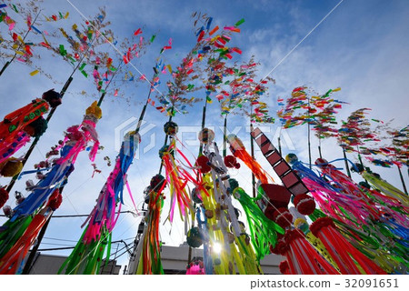 Tanabata decorating in the blue sky Tanabata decorating in the blue sky 32091651