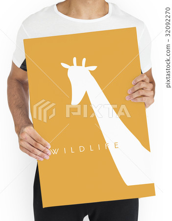 Animal Wildlife Word with Giraffe Graphic 32092270