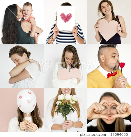 Set of Diversity People Love Smitten Feeling Studio Collage Set of Diversity People Love Smitten Feeling Studio Collage 32094000