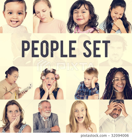 Diversity people set emotional on white background Diversity people set emotional on white background 32094006